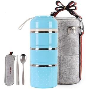 Lunch Box, Insulated Lunch Bag, Bento Box Food Container Storage Boxes W/Cutlery